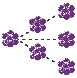 Icon of one cell multiplying to represent progression